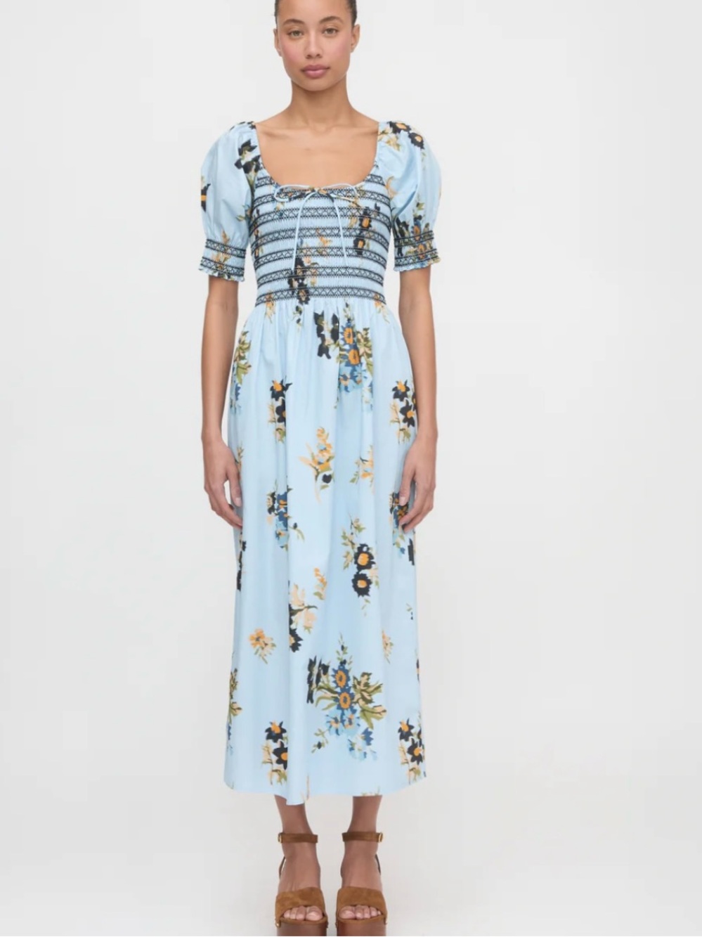 Hill House home Madeline nap dress midi sloane floral English Daisy Blue cotton